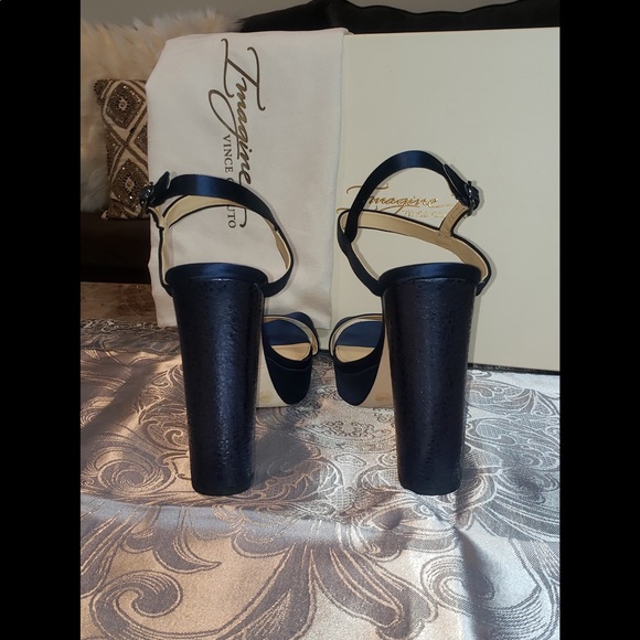 Vince Camuto Navy Satin Heels - Picture 8 of 10